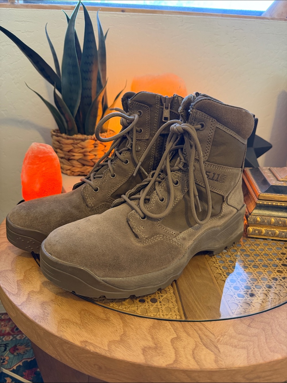 5.11 Tactical Men’s Brown Lace-Up Zipper Combat Boots